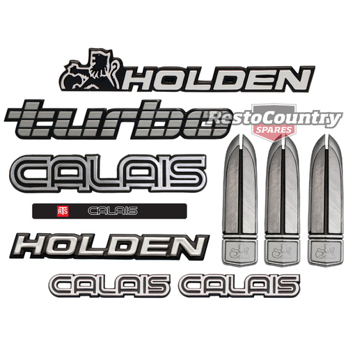 Holden VL Commodore Calais TURBO Badge Kit 10pce boot tailgate badges decals