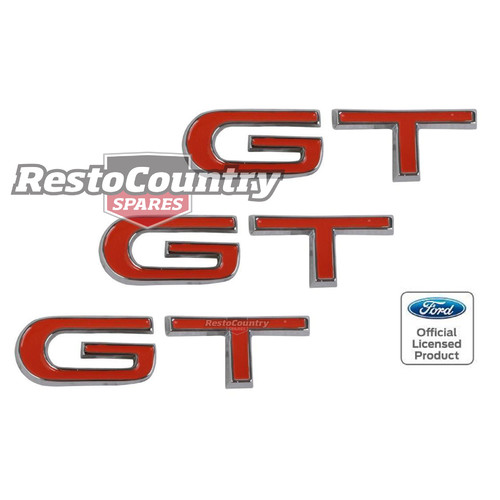Ford 'G' 'T' Letters Badge Kit x3 Fender / Guard + Boot XW orange emblem GT