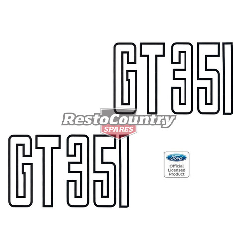 Ford 'GT 351' Guard / Fender Decal Pair x2 BLACK XB GT sticker badge