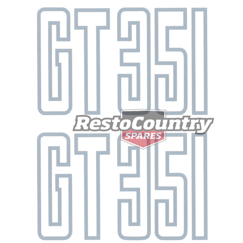 Ford Silver "GT 351" Guard Decal PAIR XB GT Large sticker panel fender