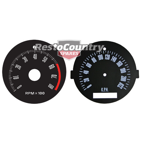 Ford Tacho + Speedo Conversion Decal XW XY 140 MPH to 220 KPH 8000RPM gauge