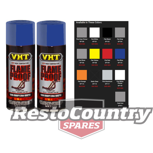 VHT High Temperature Spray Paint FLAMEPROOF FLAT BLUE x2. Exhaust Engine flame proof