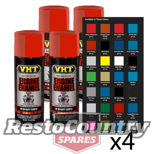 VHT High Temperature Spray Paint ENGINE ENAMEL HOLDEN RED/ORANGE x4 starter diff