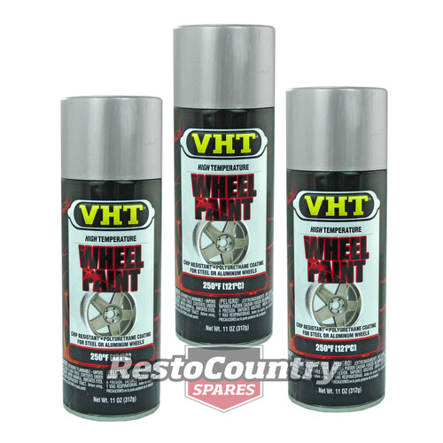 VHT High Temperature Spray Paint x3 WHEEL ALUMINIUM centre caps covers