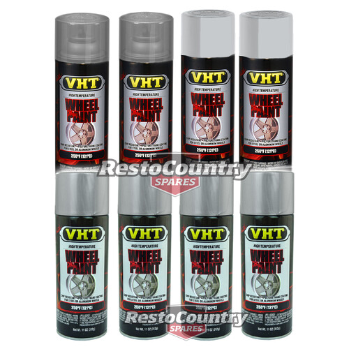 VHT Wheel Spray Paint + Clear +Undercoat Kit x8 ARGENT SILVER centre caps covers