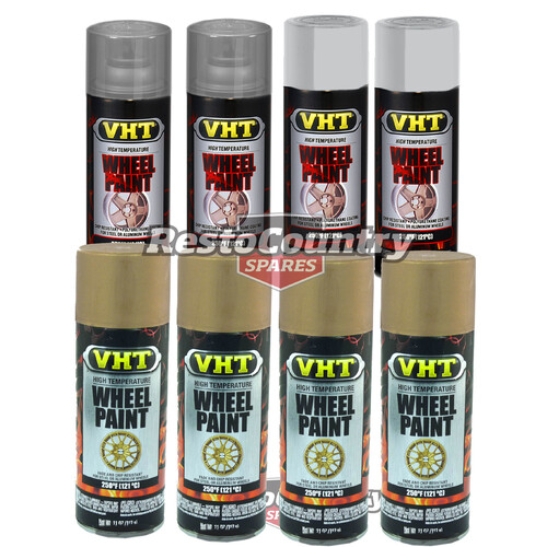VHT Wheel Spray Paint + Clear + Undercoat Kit x8 MATTE GOLD centre caps covers