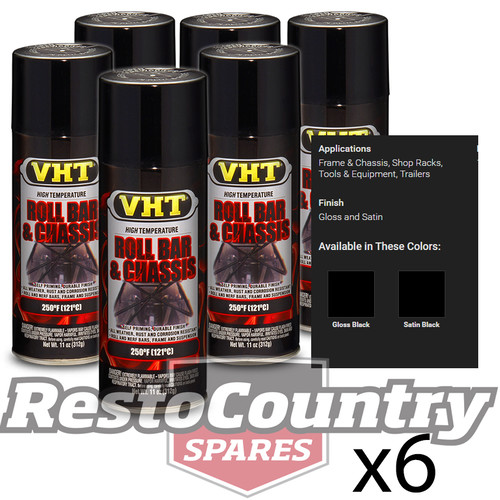VHT High Temperature Spray Paint ROLL BAR + CHASSIS GLOSS BLACK x6 rollbar