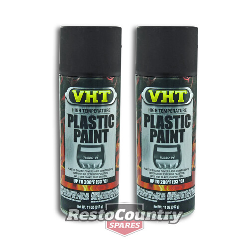VHT PLASTIC High Temperature Spray Paint x2 MATTE BLACK engine covers interior