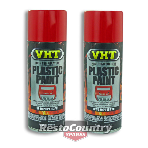 VHT PLASTIC High Temperature Spray Paint x2 GLOSS RED engine covers interior