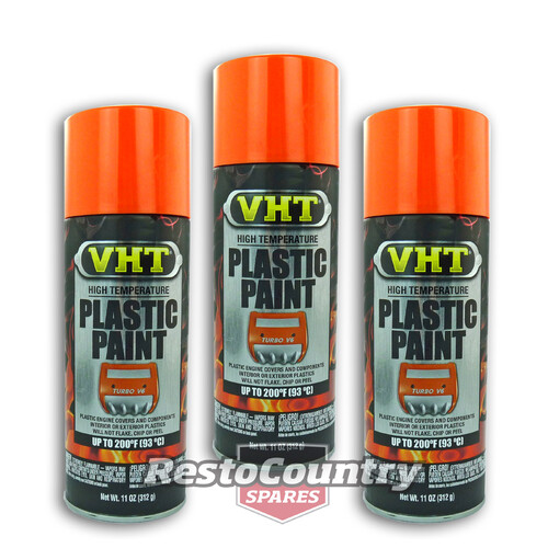 VHT PLASTIC High Temperature Spray Paint x3 GLOSS ORANGE engine covers interior