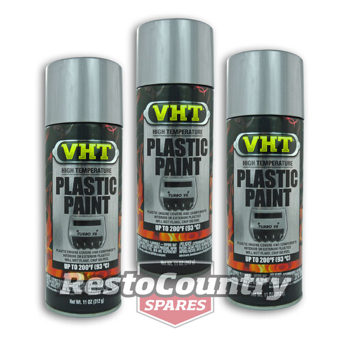 VHT PLASTIC High Temperature Spray Paint x3 ALUMINIUM engine covers interior