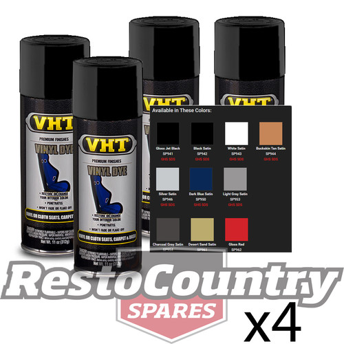 VHT VINYL Spray Paint VINYL DYE JET BLACK x4 seat plastic carpet dash trim