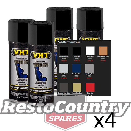VHT VINYL Spray Paint VINYL DYE BLACK SATIN x4 seat plastic carpet dash trim