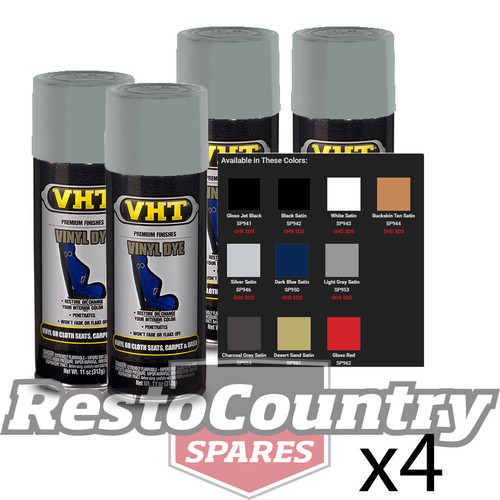 VHT Spray Paint VINYL DYE LIGHT GREY SATIN x4 gray seat plastic carpet dash trim