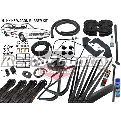 Holden WAGON Complete Body Rubber Kit HJ HX HZ BLACK Pinchweld